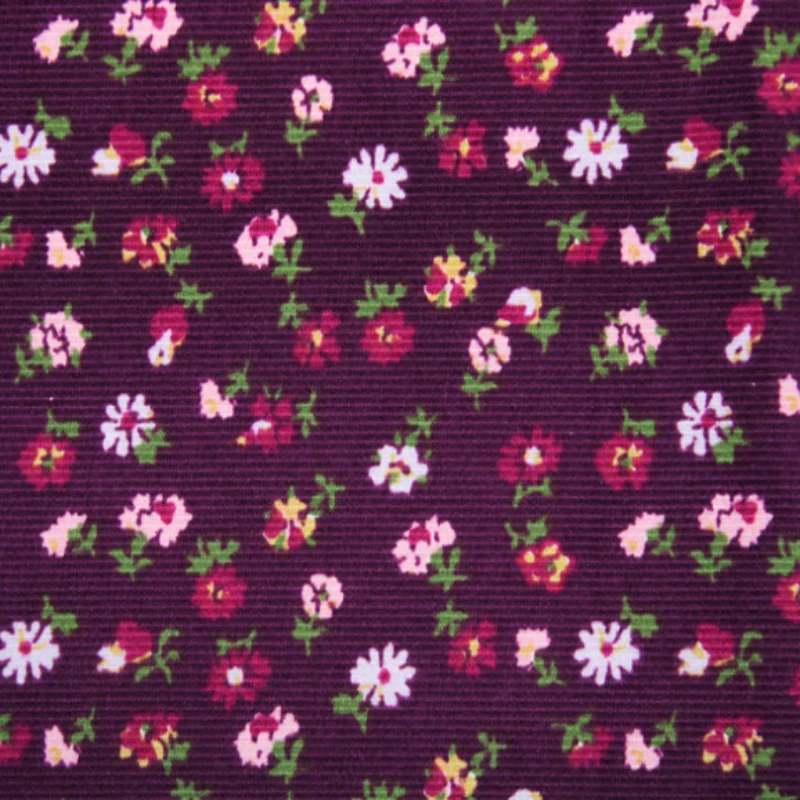 Patterned Plum corduroy fabric
