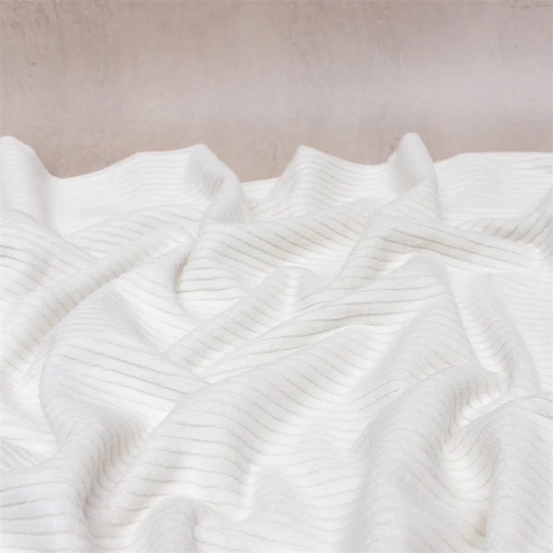 Pure white corduroy fabric