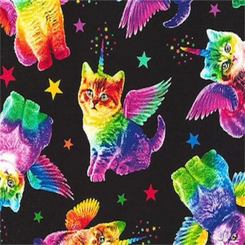 Rainbow Corduroy Cat Fabric