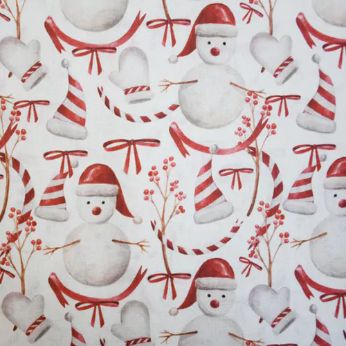 Snowman christmas calico fabric