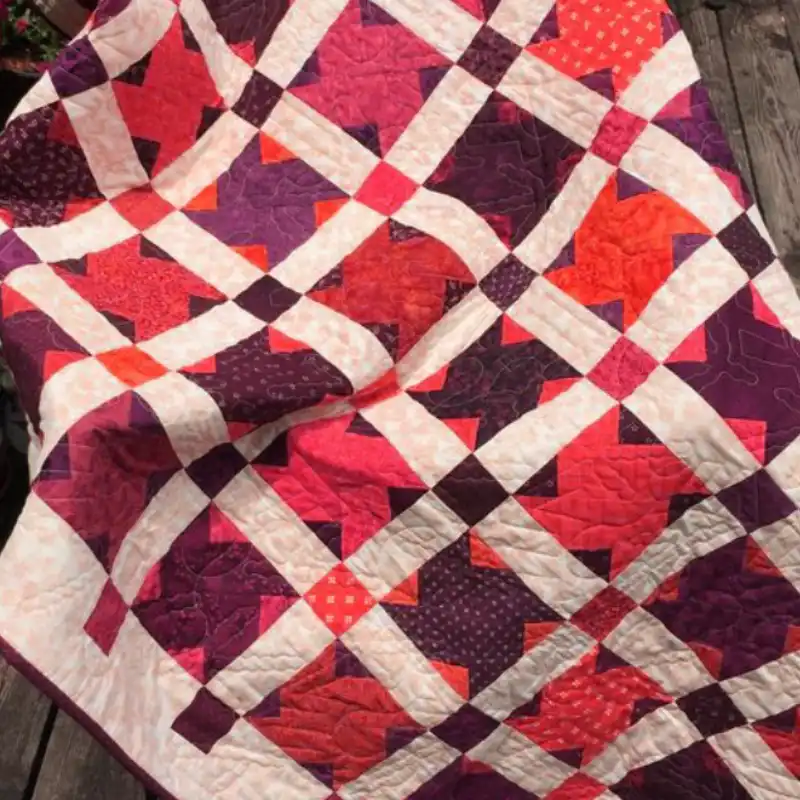 Warm tones autumn patchwork fabric