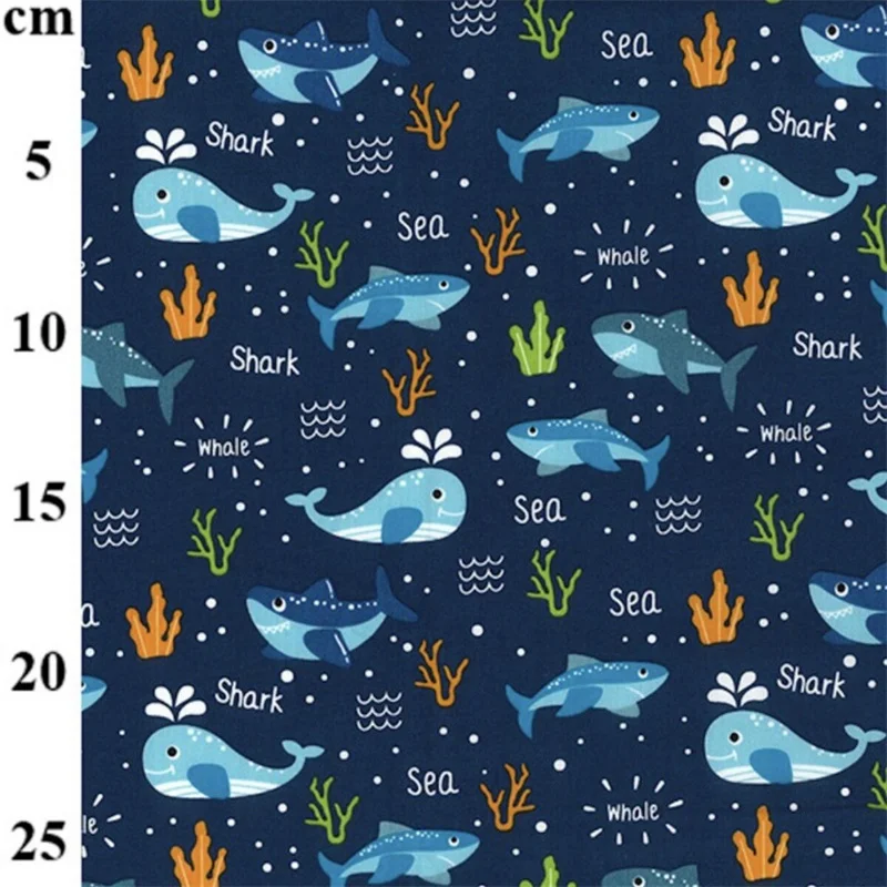 Whale Print Corduroy Fabric