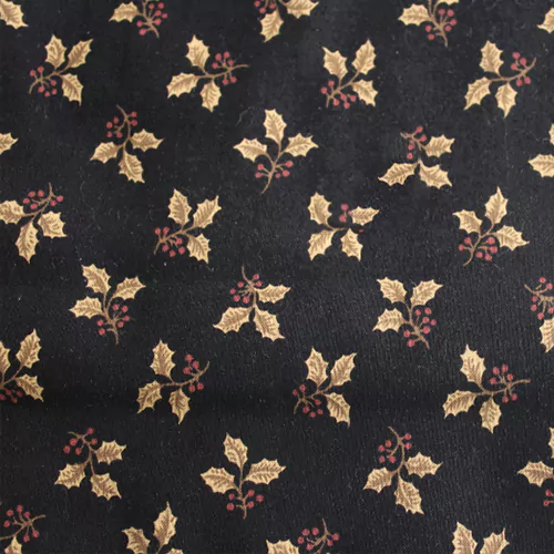 black christmas calico fabric