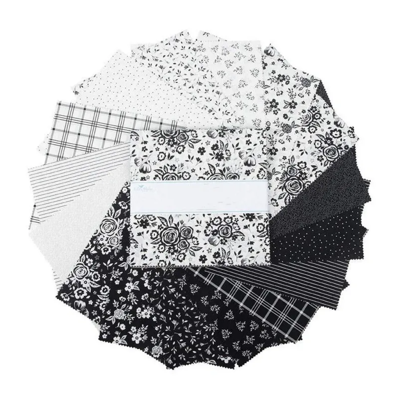 black white and grey layer cake fabric