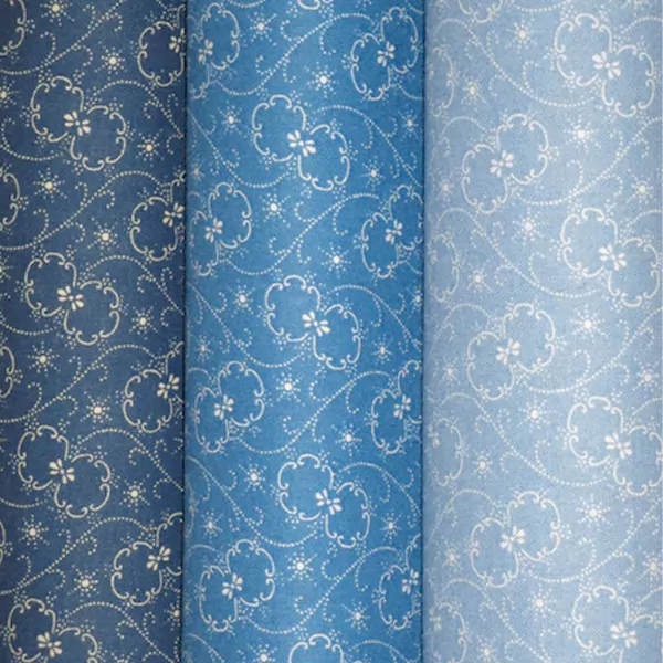 blue calico fabric collection