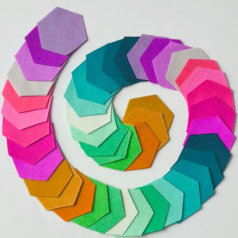 color Pre Cut Fabric Hexagons for Patchwork