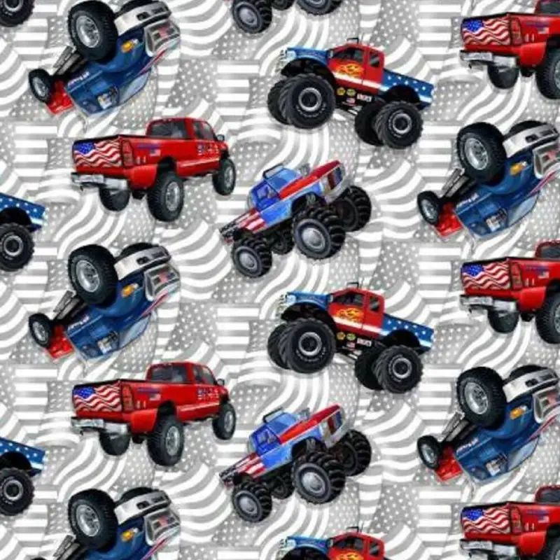 monster truck quilt fabric