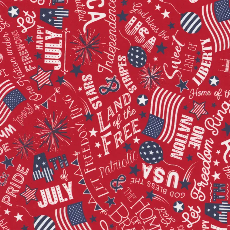 red patriotic layer cake fabric