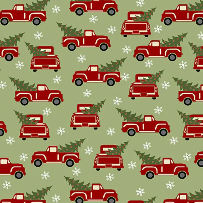 red truck quilt fabric