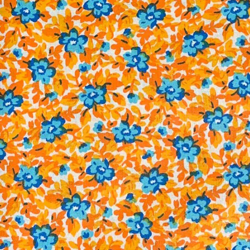 100% Cotton Orange and Blue Calico Fabric