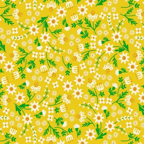 Floral Yellow Layer Cake Fabric