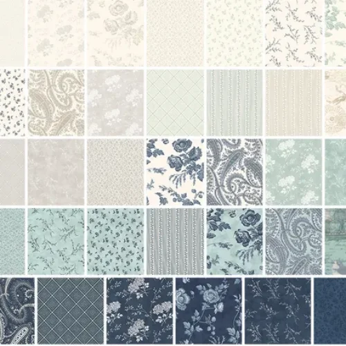 teal and gray layer cake fabric