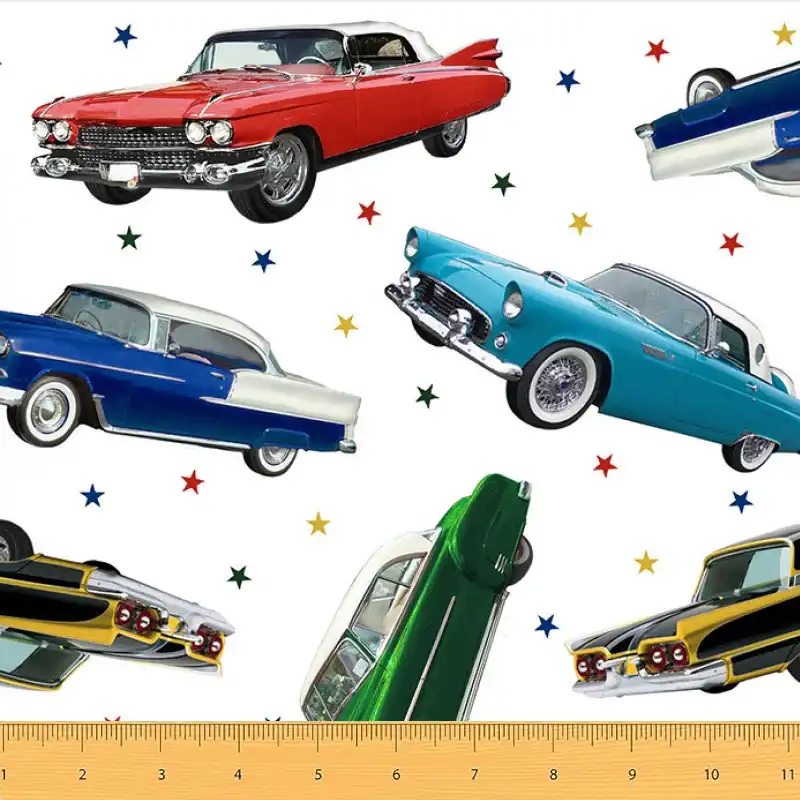 vintage car quilting fabric
