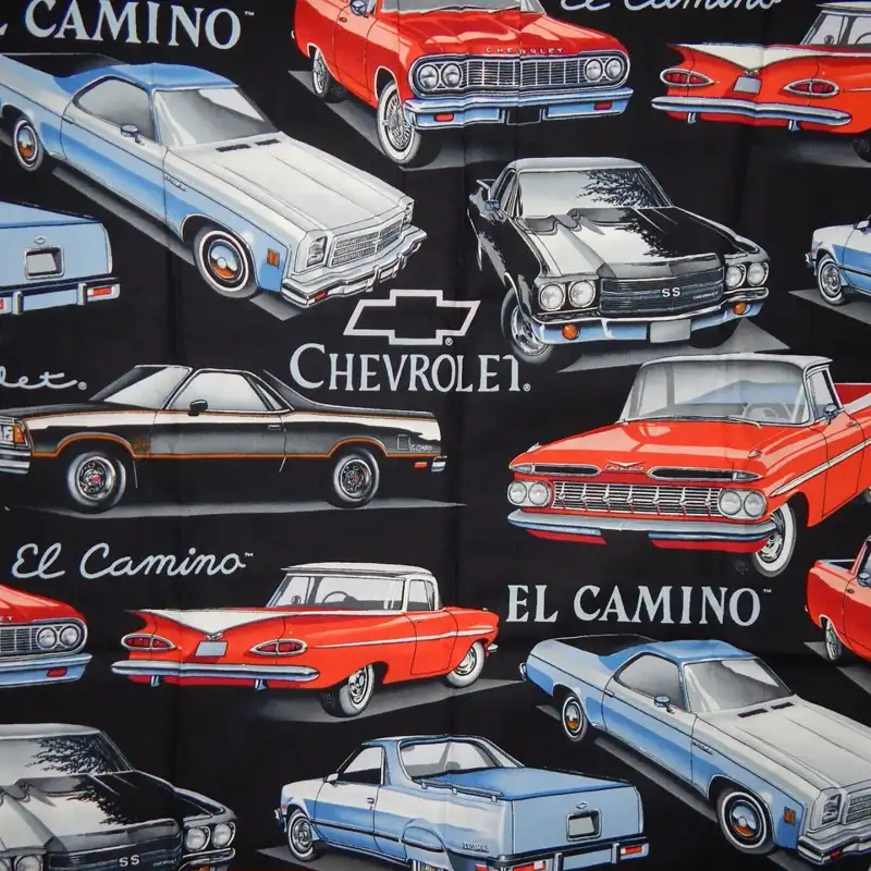 vintage cars on black quilting fabric