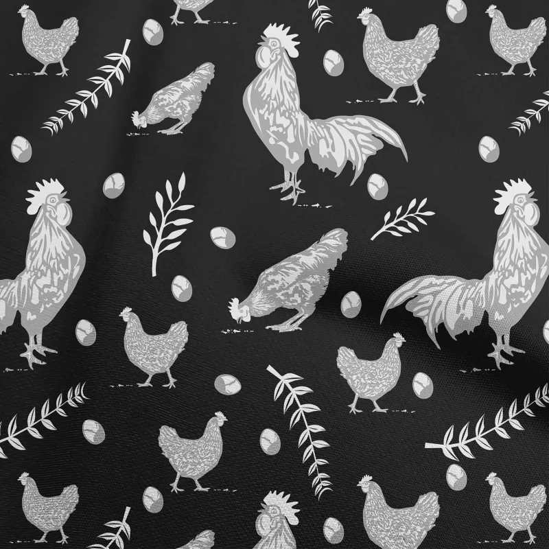 Black Chicken Quilting Fabric