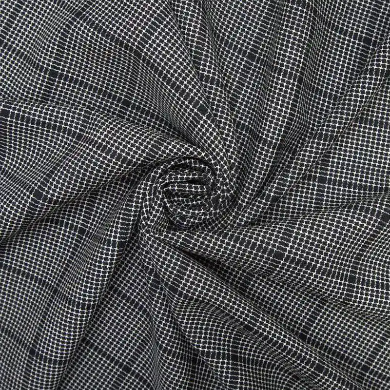 Black and White Check Wool Fabric