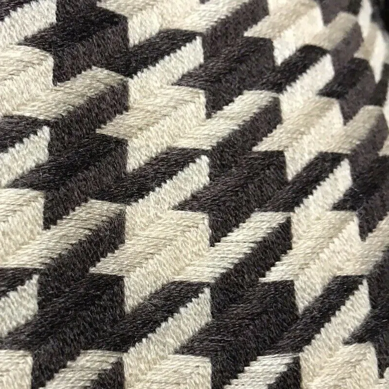 Black and White Houndstooth Wool Fabric