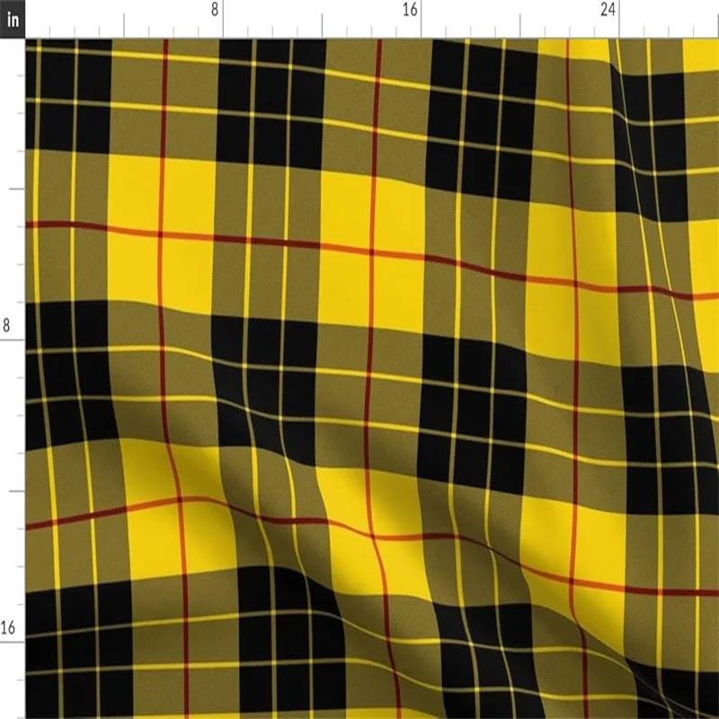 Black and Yellow Plaid Fleece Fabric