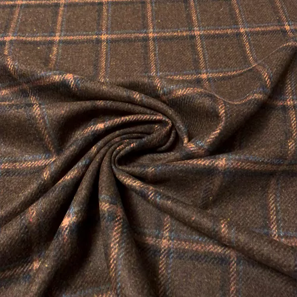 Brown Plaid Wool Fabric