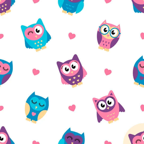 Charming Owl Quilting Fabric Cute Owl Pattern