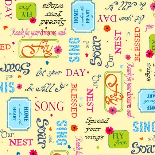 Cotton Quilting Fabric With Words