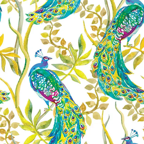 Exquisite Peacock Quilting Fabric Design