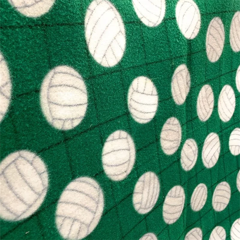 Fleece Volleyballs on Net Green Sports Fleece Fabric Print