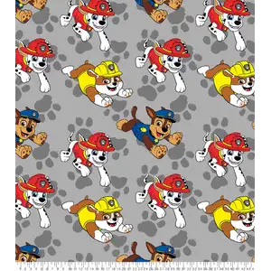 Gray Paw Patrol Paw Prints Fleece Fabric