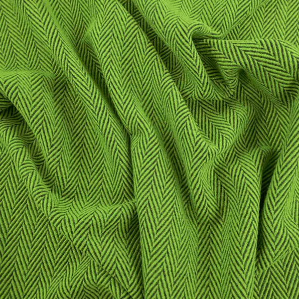 Green Herringbone Wool Fabric