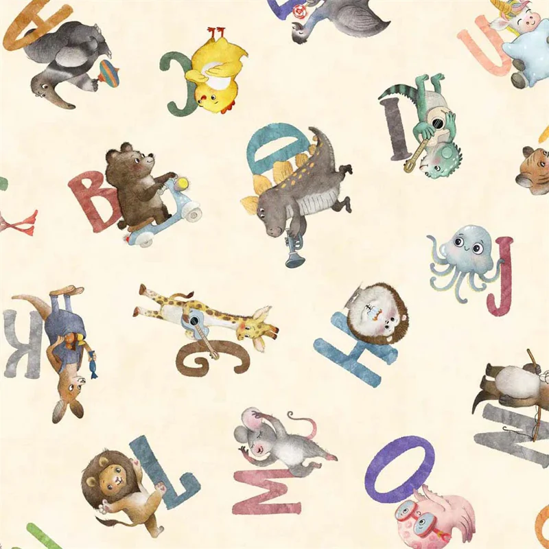 Linen Alphabet Quilting Fabric