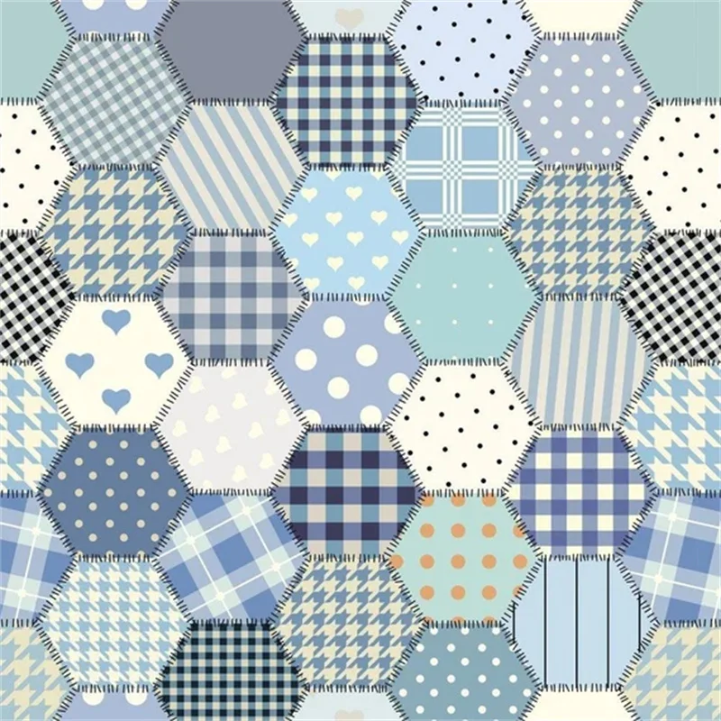 Linen Cotton Blend Blue Patchwork Fabric