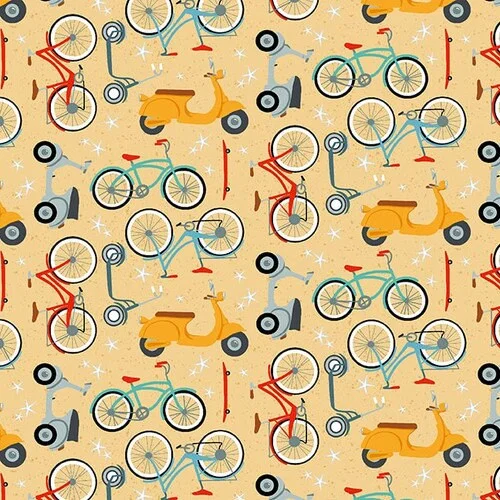 Modern Bicycle Quilt Fabric