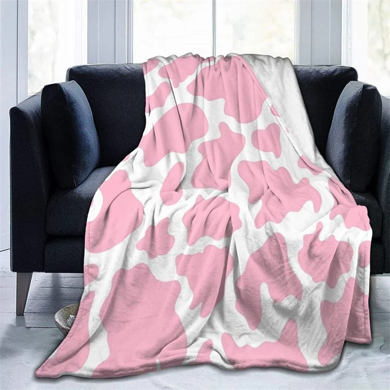 Pink Cow Print Fleece Fabric
