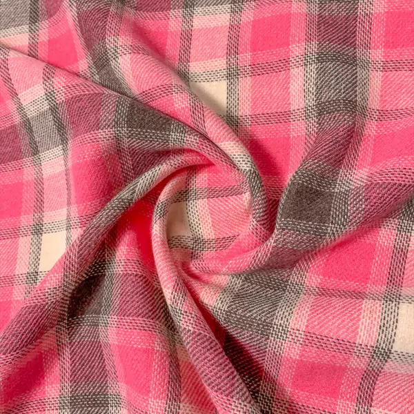 Pink Plaid Wool Fabric