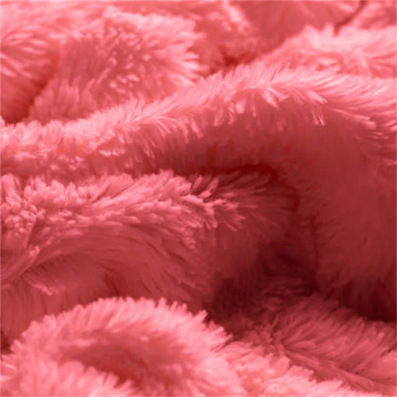 Pink plush coral fleece fabric