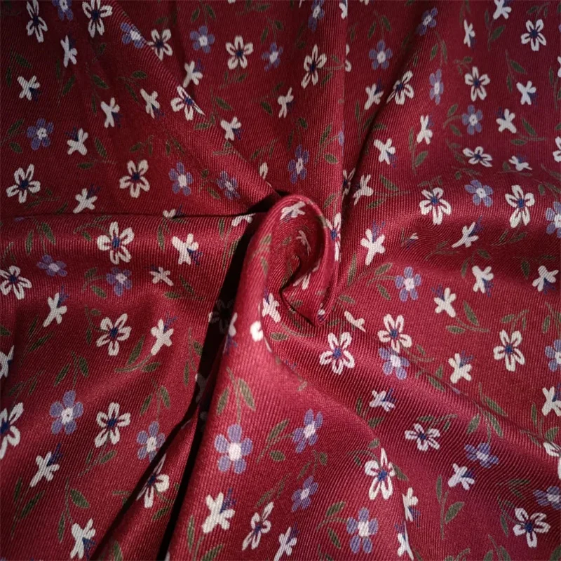 Printed red Twill fabric