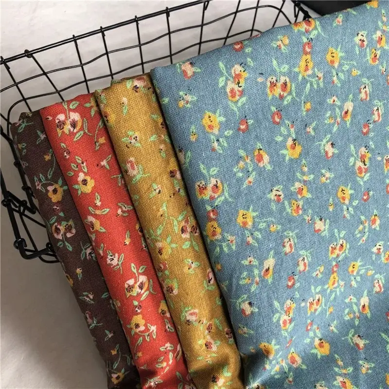 Rustic Quilt Fabric with Pastoral Small Floral Colors