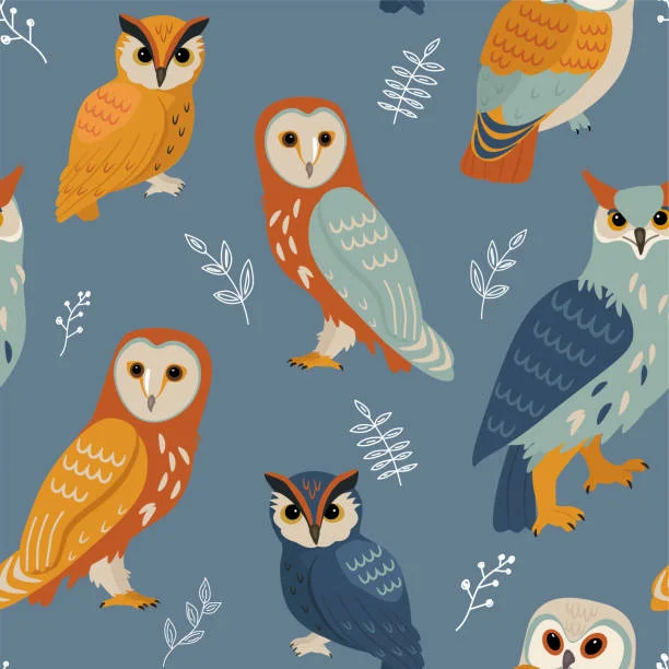 Stylish Owl Quilting Fabric Simple Owl Motif