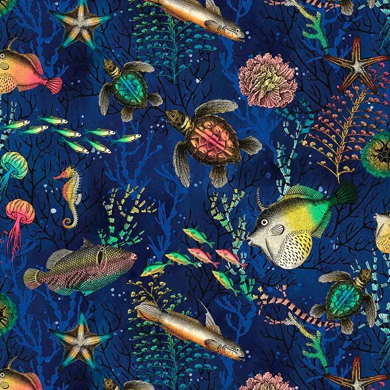 Underwater Scene Swimming Fabric Quilting