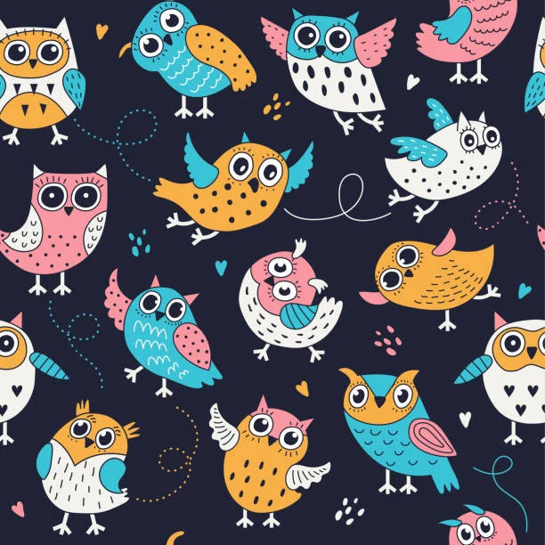Vibrant Owl Quilting Fabric Colorful Owl Patterns
