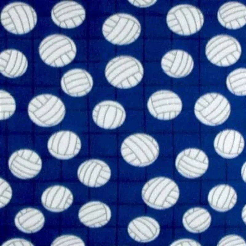 Volleyball Pattern Blue Fleece Fabric