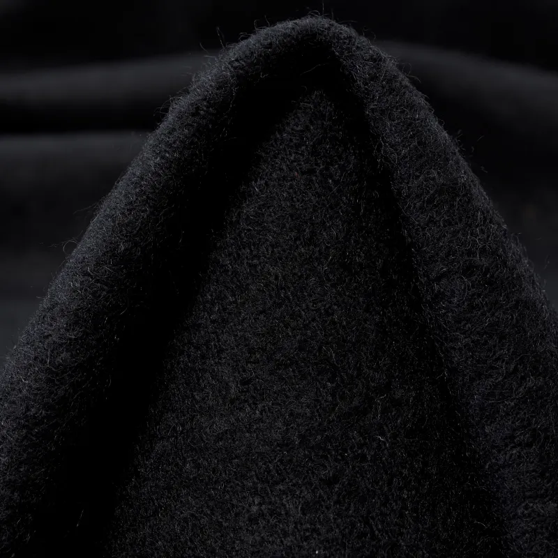 black wool boucle fabric