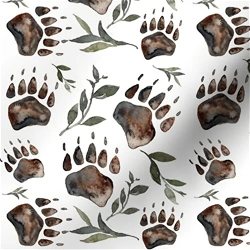 Bear Paw Print Fleece Fabric