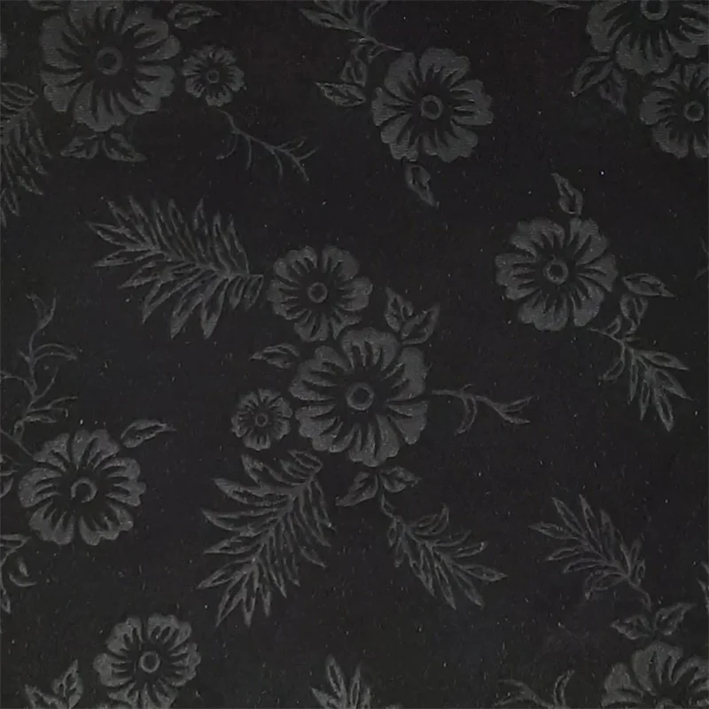 Black Floral Velvet Fabric