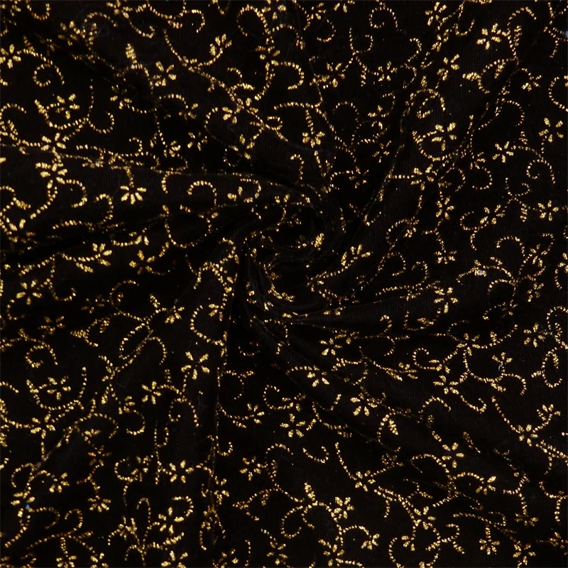 Black and Gold Velvet Fabric