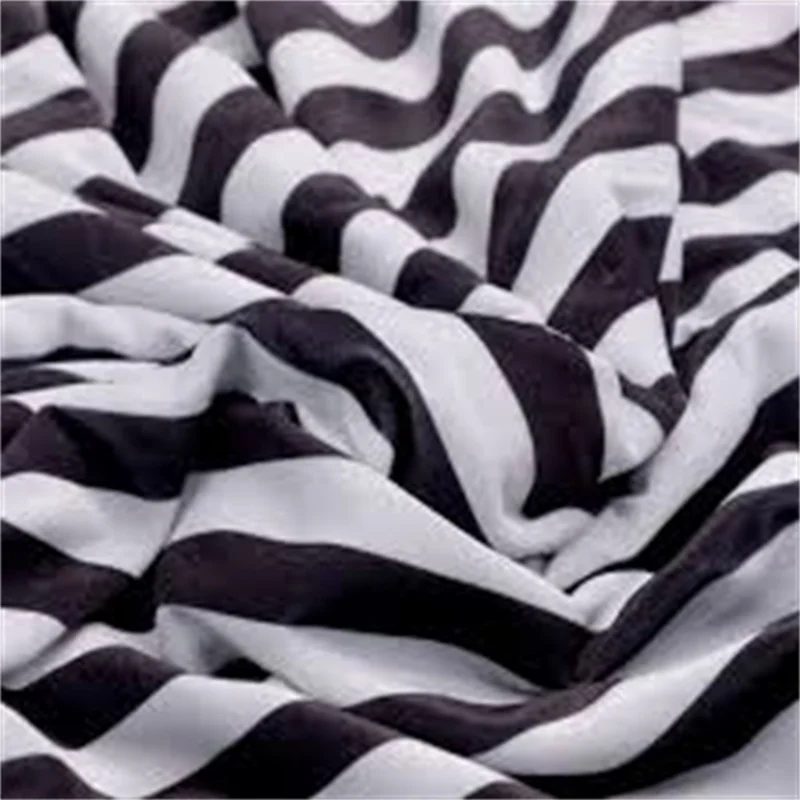 Black and White Striped Velvet Fabric