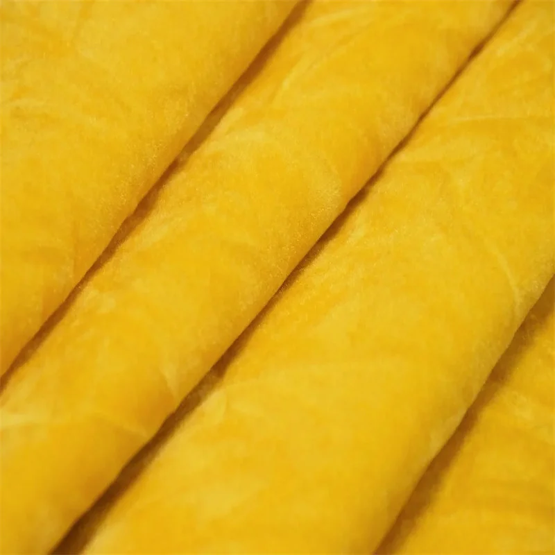 Crushed yellow Velvet Fabric