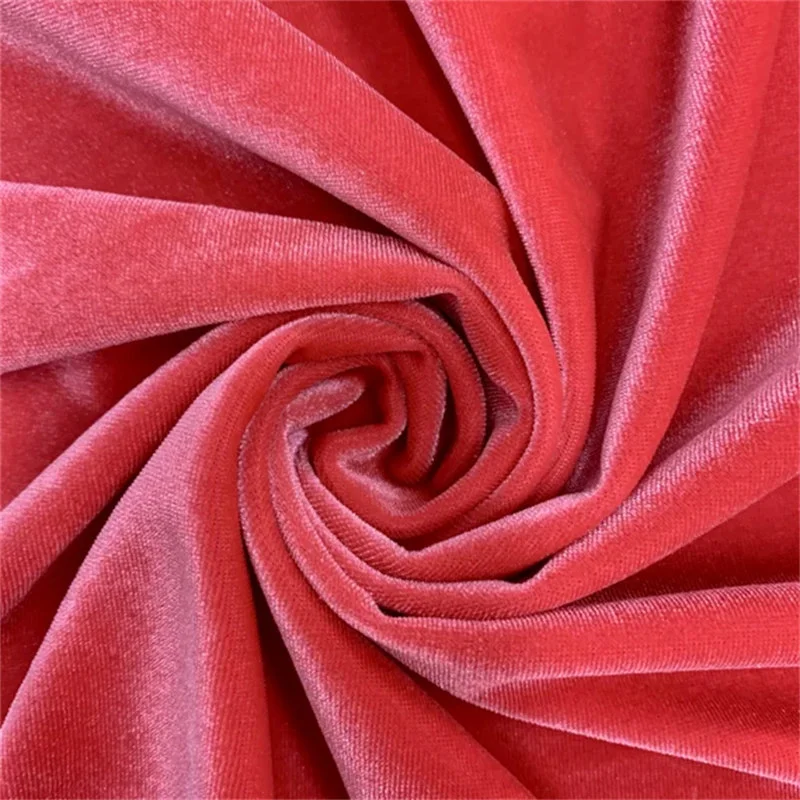 Deep Coral Velvet Fabric