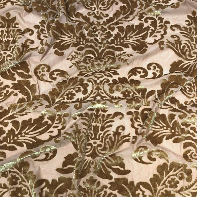 Gold Burnout Velvet Fabric