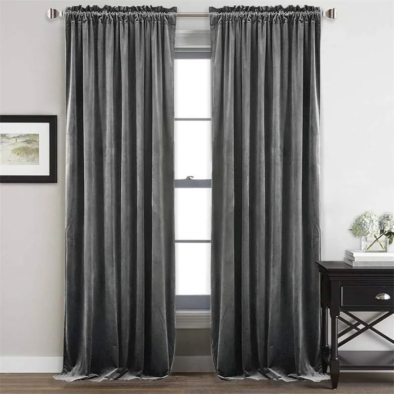 Grey Velvet Curtain Fabric